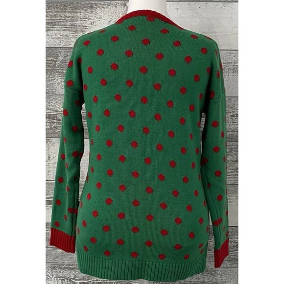 United States Sweaters Womens M Christmas Penguin Glasses Bow Sequins Polka Dots - Picture 2 of 10